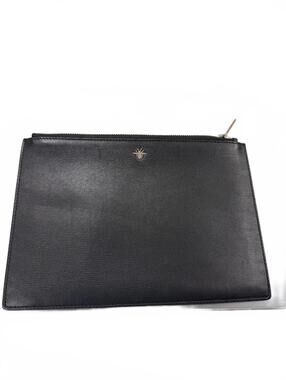 Dior Black Leather Zip Pouch with Bee Detail